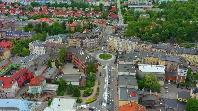 Plac Jagielly Roundabout Klodzko Rondo Aerial View Poland