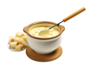 Cheese Fondue isolated on transparent png background. Generative ai