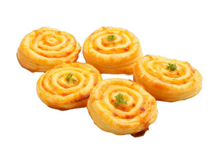 Obraz na płótnie Canvas Cheese Pinwheels isolated on transparent png background. Generative ai