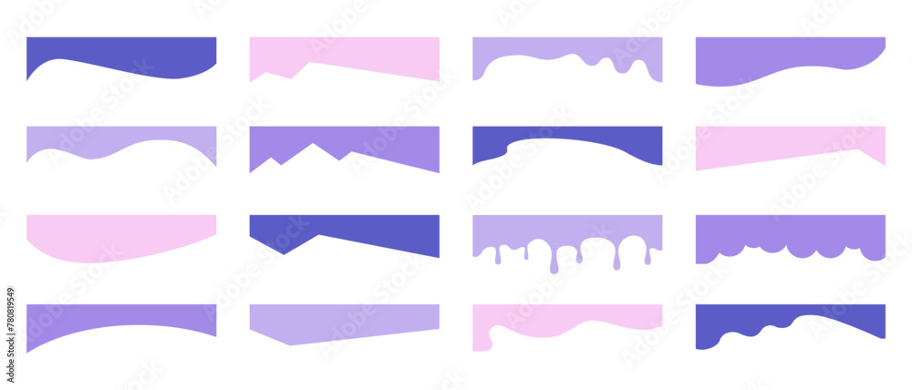 Wall mural set of abstract design colorful separator header and border for website and app. divider shapes top 