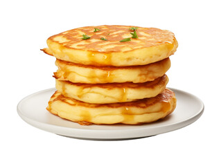 Cheese Pancakes isolated on transparent png background. Generative ai