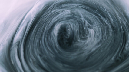 Smoke vortex. Underwater paint. Defocused white black gray haze cloud ink water mix spiral motion silk liquid swirl art abstract background. - 780820388