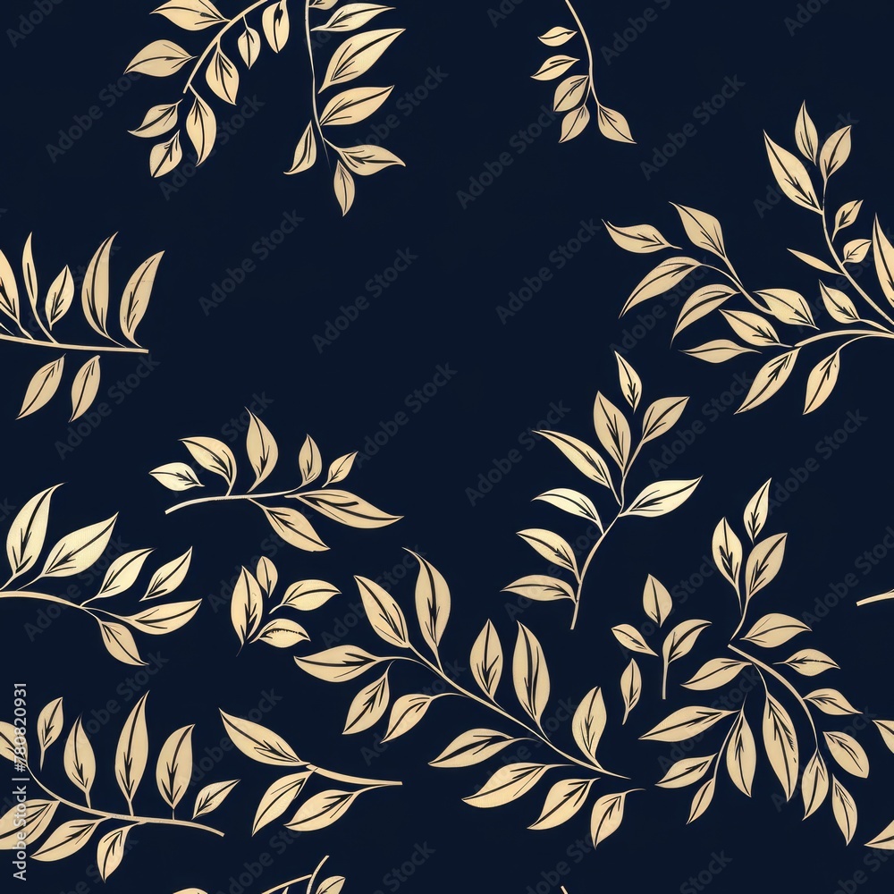 Poster elegant gold leaves pattern on a black backdrop. ideal for luxury design projects