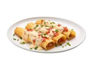 Cheese Manicotti isolated on transparent png background. Generative ai