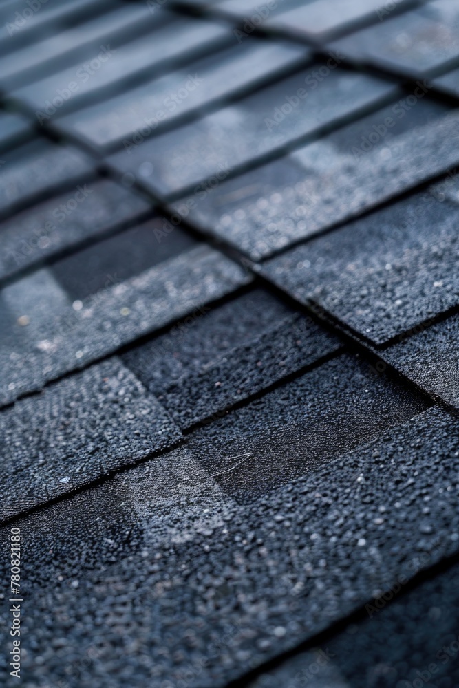 Poster close-up view of raindrops on a roof, suitable for weather-related concepts