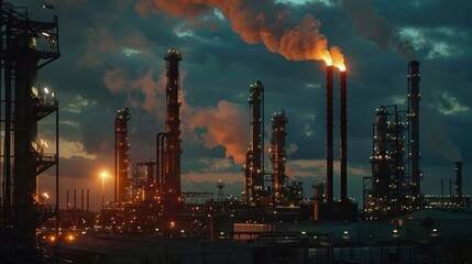 Industrial building emitting smoke, suitable for environmental concepts