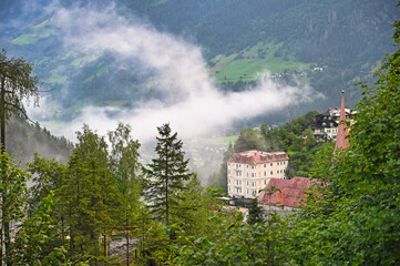 Austrian ski and spa resort Bad Gastein landscape in the morning summer season