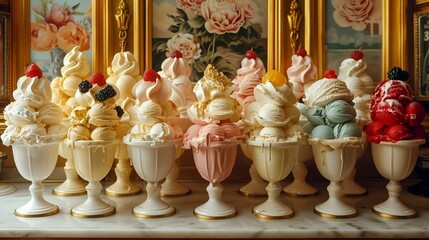 Victorian Elegance - Assorted Ice Cream in Classic Sundae Cups