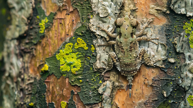 Insect camouflage on tree bark