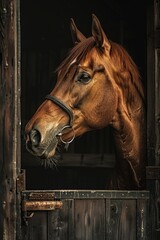 Close up of a horse in a stable, suitable for farm or animal related projects
