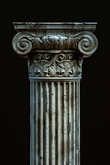 Obraz premium Detailed view of a column with a dark backdrop. Ideal for architectural projects