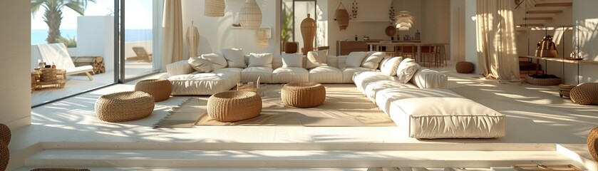 Eco furniture against a white backdrop embodies sustainable living design with simple elegance.