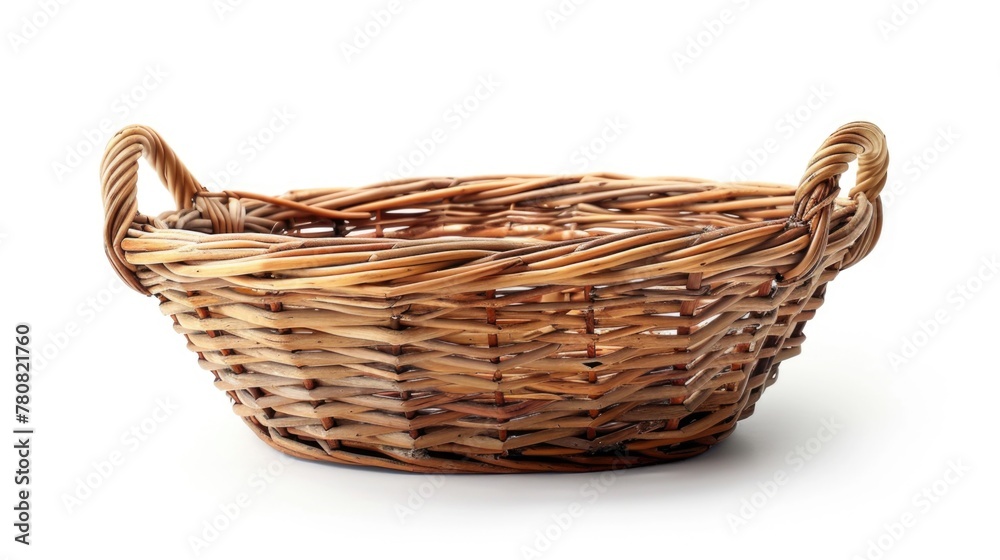 Poster A simple wicker basket on a plain white background. Suitable for various design projects