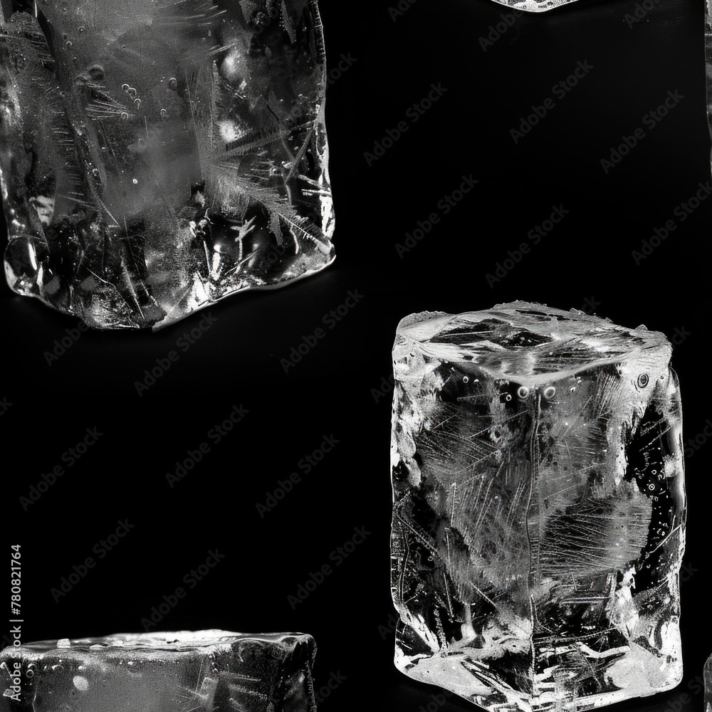 Poster a monochromatic photo of ice cubes, perfect for cool and refreshing concepts