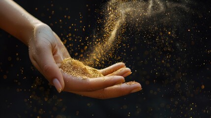 A person holding a handful of sand, suitable for various concepts and designs - obrazy, fototapety, plakaty