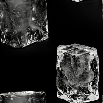 A monochromatic photo of ice cubes, perfect for cool and refreshing concepts