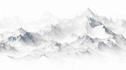 Wireframe landscape black and white background