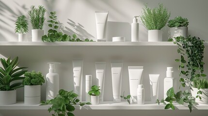 Natural skincare packaging with an organic appeal on a white, clean aesthetic is visually pleasing.