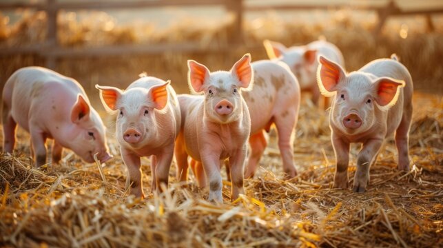 A Herd of Young Piglets