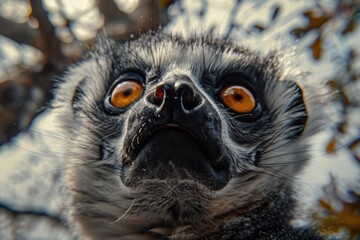 Obraz premium A close-up of a lemur looking at the camera. Ideal for wildlife and nature concepts