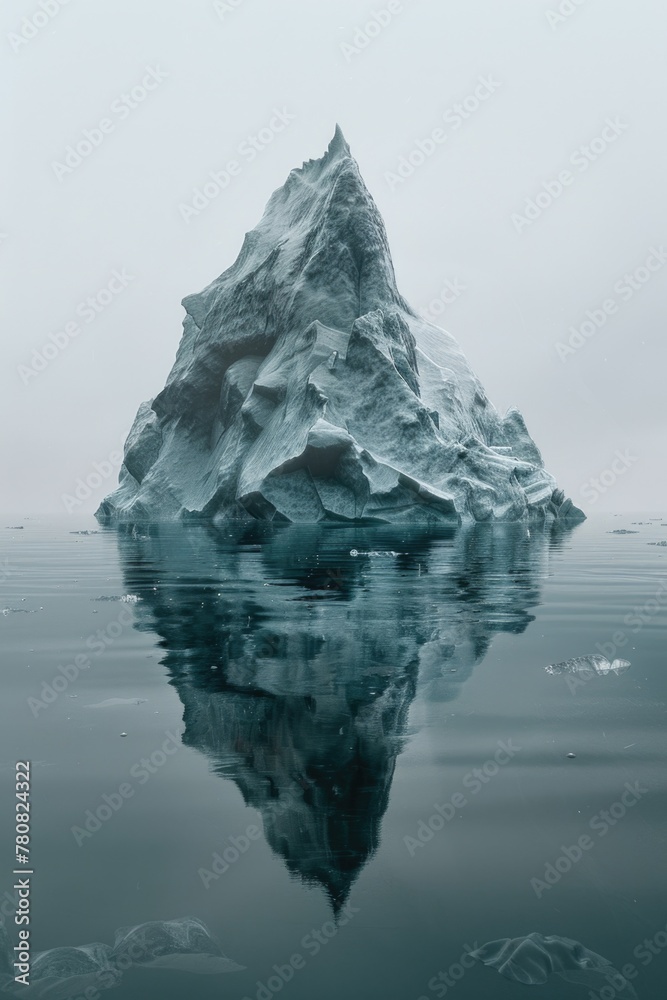 Poster large iceberg floating on body of water. suitable for climate change or environmental concepts