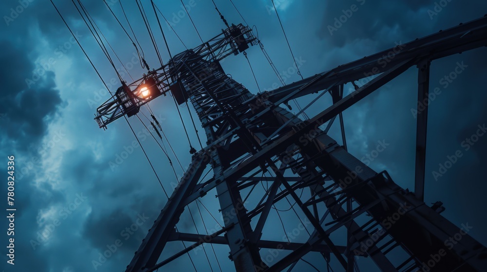 Poster a power pole with a street light on top. suitable for urban and infrastructure concepts