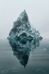 Large iceberg floating on body of water. Suitable for climate change or environmental concepts