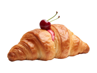 Cherry Croissant isolated on transparent png background. Generative ai