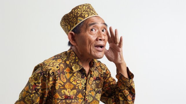 A man wearing a hat making a funny face. Suitable for humor and entertainment concepts