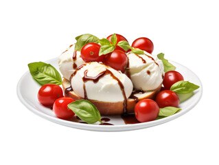 Cherry Caprese Salad isolated on transparent png background. Generative ai
