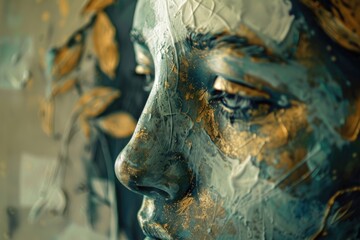 Fototapeta premium Detailed close up of a statue of a woman's face, suitable for various projects