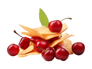 Cherry Chips isolated on transparent png background. Generative ai