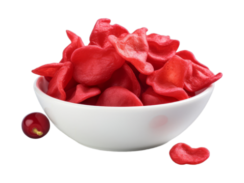Cherry Chips isolated on transparent png background. Generative ai