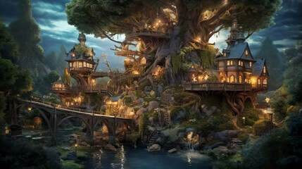 Beautiful fairytale treehouse village, Enchanted Woods.