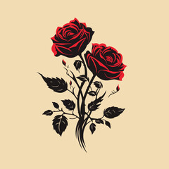 Roses | Minimalist and Simple Silhouette - Vector illustration