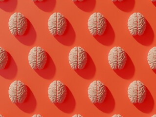 Trendy Minimalist 3D Rendered Brain Pattern Design