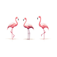 Flamingo | Minimalist and Simple set of 3 Line White background - Vector illustration
