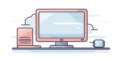 Desktop computer icon vector isolated