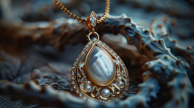 A close up image of a beautiful pearl necklace. Perfect for fashion and luxury concepts