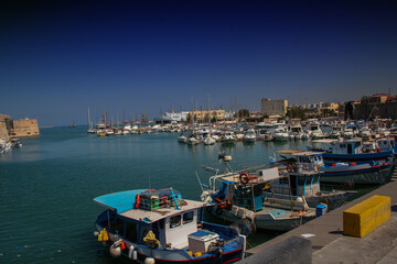 Port in Heraklion in Greece, panorama with a sea view - 780829766