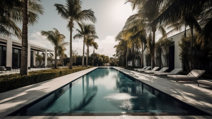 Fototapeta premium Beautiful luxurious outdoor pool area
