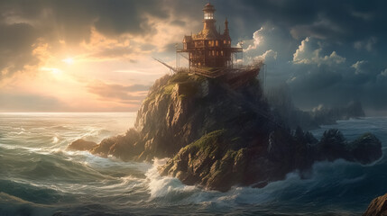At the edge of the world. surreal mystical fantasy artwork