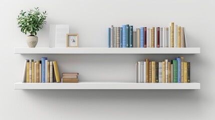 Realistic vector illustration showcasing a mockup of a bookshelf with blank books.
