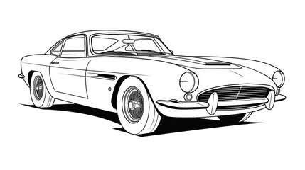 Vintage auto clipart for hand coloring - line, draw, and the art of preserving classic automotive aesthetics.