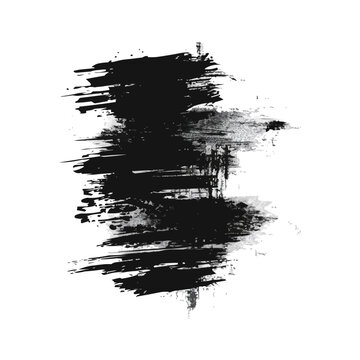 Vector brush strock, grunge black paint stripe Text boxes for banner.