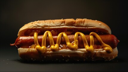 Tasty hot dog with classic condiments, perfect for food concepts