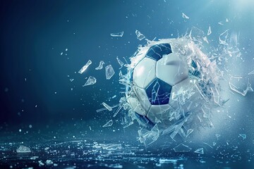 glass soccer ball on a blue background cover - Powered by Adobe