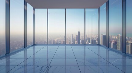 virtual background for Zoom, a room with floor-to-ceiling windows on a 48th floor skyscraper