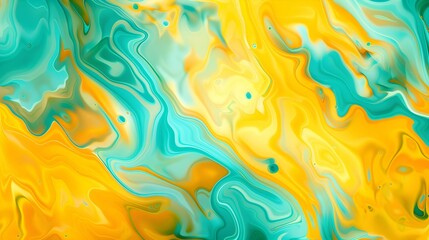 Fototapeta na wymiar Abstract background with fluid colors in yellow and turquoise