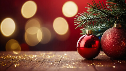 abstract red blurred gradient christmas and new year background with gold glitter snow, snowflakes vector illustration